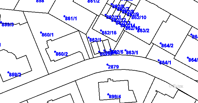 Parcela st. 862/3 v KÚ Braník, Katastrální mapa