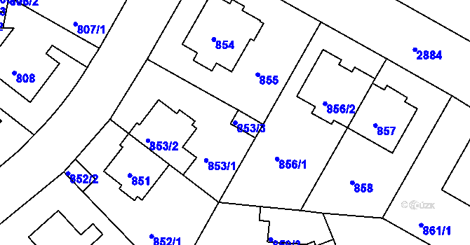 Parcela st. 853/3 v KÚ Braník, Katastrální mapa