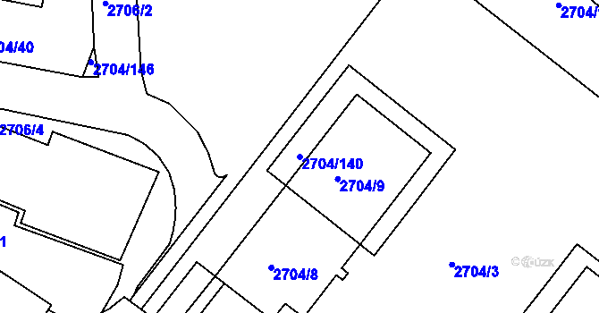 Parcela st. 2704/140 v KÚ Braník, Katastrální mapa