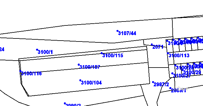 Parcela st. 3100/115 v KÚ Braník, Katastrální mapa