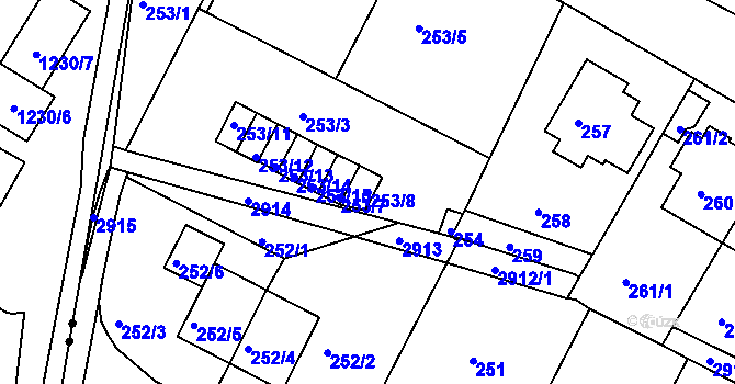 Parcela st. 253/8 v KÚ Braník, Katastrální mapa