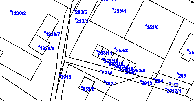 Parcela st. 253/11 v KÚ Braník, Katastrální mapa