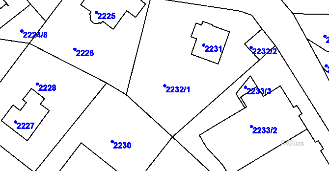 Parcela st. 2232/1 v KÚ Braník, Katastrální mapa