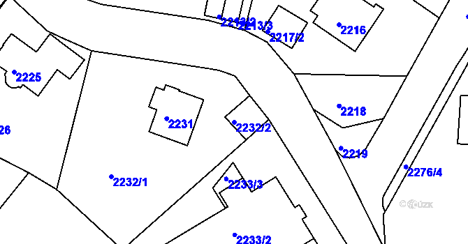 Parcela st. 2232/2 v KÚ Braník, Katastrální mapa