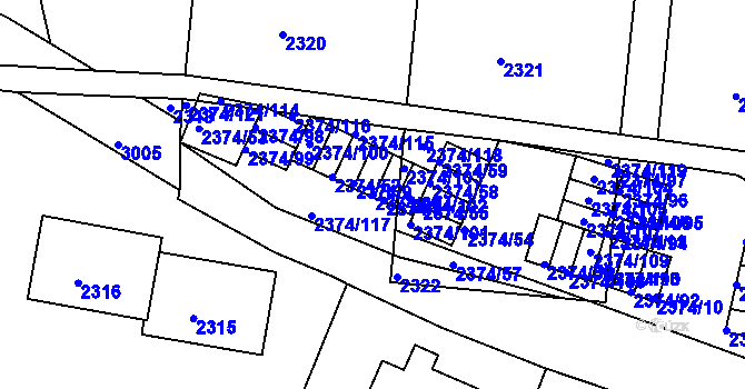 Parcela st. 2374/90 v KÚ Braník, Katastrální mapa