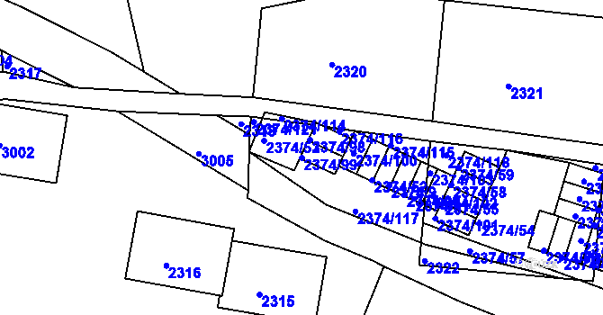 Parcela st. 2374/99 v KÚ Braník, Katastrální mapa