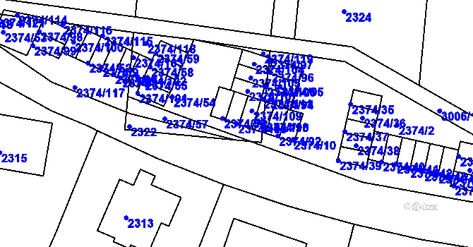 Parcela st. 2374/108 v KÚ Braník, Katastrální mapa