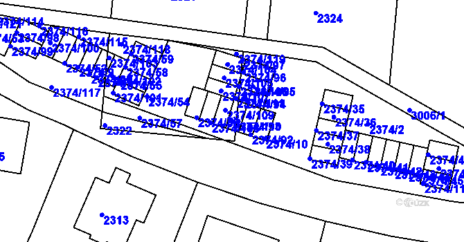 Parcela st. 2374/110 v KÚ Braník, Katastrální mapa