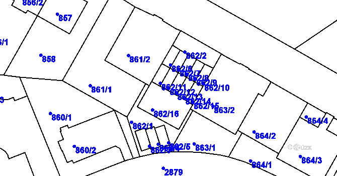 Parcela st. 862/12 v KÚ Braník, Katastrální mapa