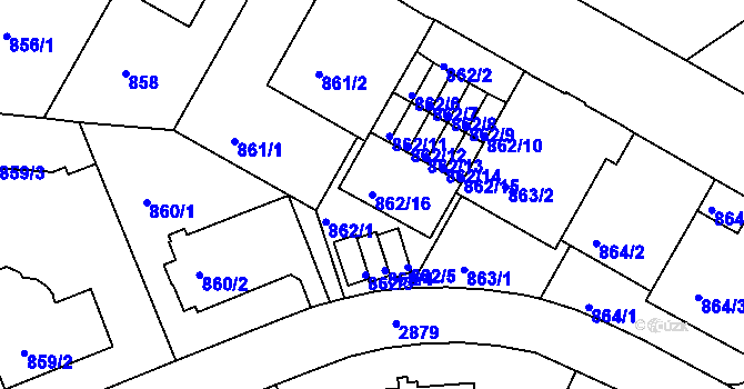Parcela st. 862/16 v KÚ Braník, Katastrální mapa