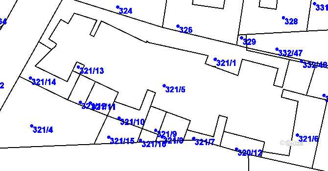 Parcela st. 321/5 v KÚ Braník, Katastrální mapa