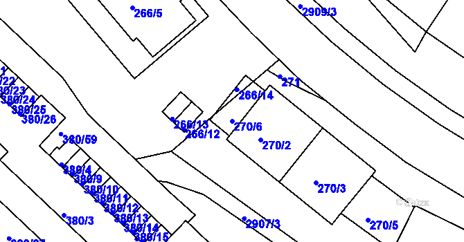 Parcela st. 270/6 v KÚ Braník, Katastrální mapa