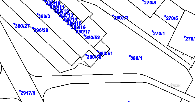 Parcela st. 380/61 v KÚ Braník, Katastrální mapa
