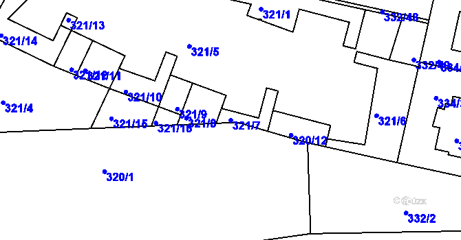 Parcela st. 321/7 v KÚ Braník, Katastrální mapa