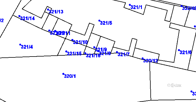 Parcela st. 321/8 v KÚ Braník, Katastrální mapa