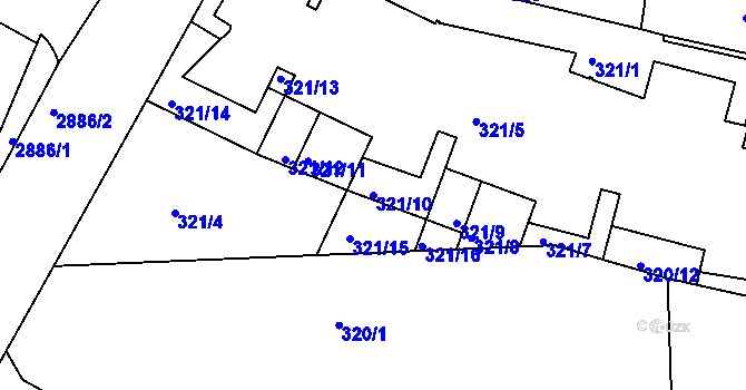 Parcela st. 321/10 v KÚ Braník, Katastrální mapa