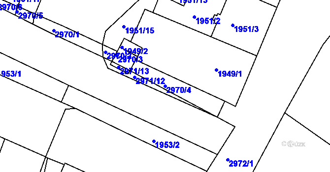 Parcela st. 2970/4 v KÚ Braník, Katastrální mapa