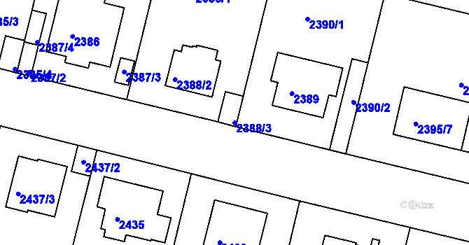 Parcela st. 2388/3 v KÚ Braník, Katastrální mapa
