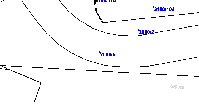 Parcela st. 2090/5 v KÚ Braník, Katastrální mapa