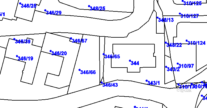 Parcela st. 346/65 v KÚ Braník, Katastrální mapa