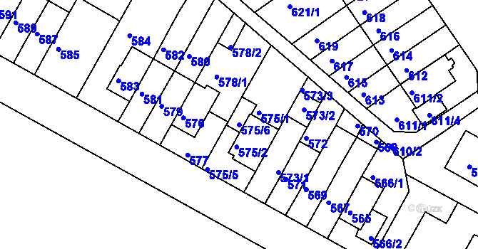 Parcela st. 575/6 v KÚ Braník, Katastrální mapa