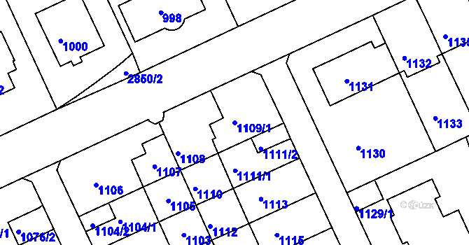Parcela st. 1109/1 v KÚ Braník, Katastrální mapa