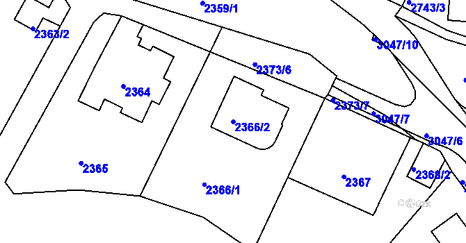 Parcela st. 2366/2 v KÚ Braník, Katastrální mapa
