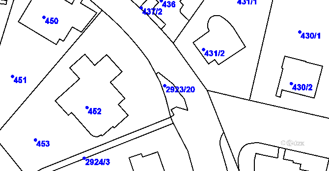 Parcela st. 2923/20 v KÚ Braník, Katastrální mapa