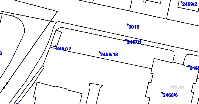 Parcela st. 2468/18 v KÚ Braník, Katastrální mapa
