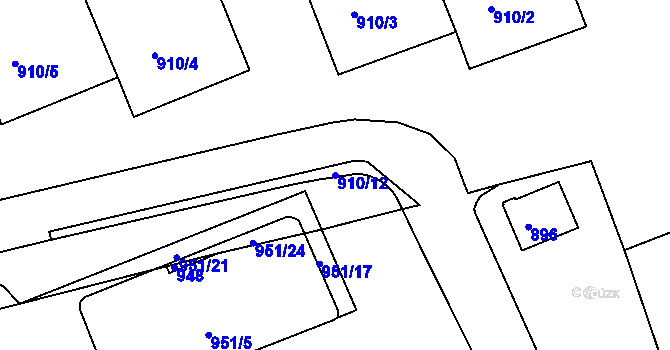 Parcela st. 910/12 v KÚ Braník, Katastrální mapa