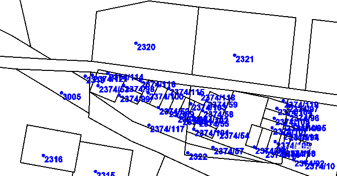 Parcela st. 2374/115 v KÚ Braník, Katastrální mapa