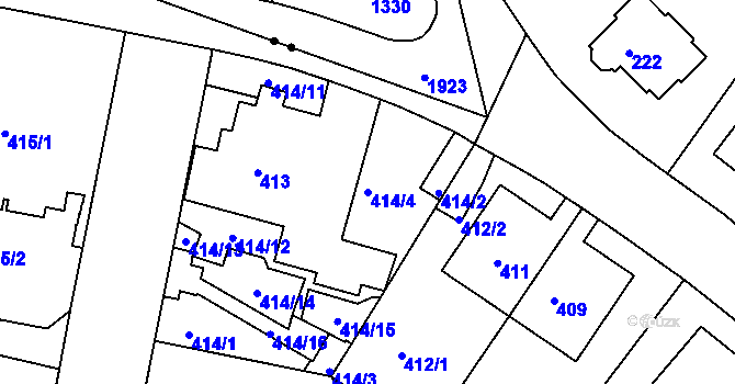 Parcela st. 414/4 v KÚ Braník, Katastrální mapa
