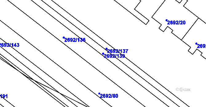 Parcela st. 2692/139 v KÚ Braník, Katastrální mapa