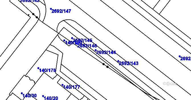 Parcela st. 2692/144 v KÚ Braník, Katastrální mapa