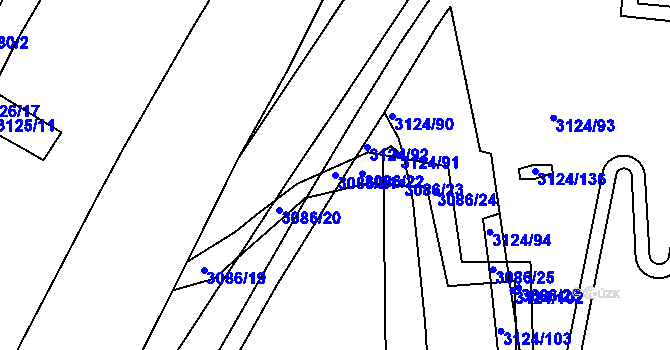 Parcela st. 3086/21 v KÚ Braník, Katastrální mapa