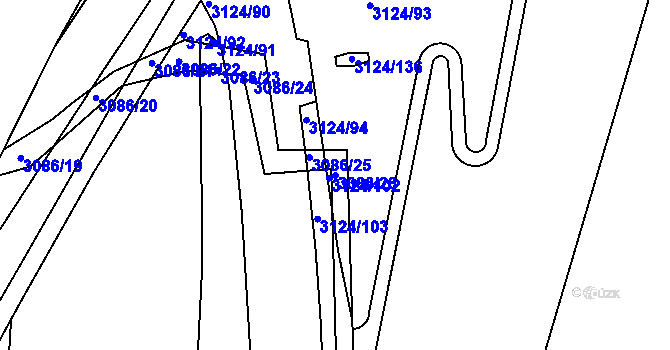 Parcela st. 3086/26 v KÚ Braník, Katastrální mapa