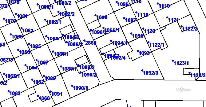 Parcela st. 1094/2 v KÚ Braník, Katastrální mapa