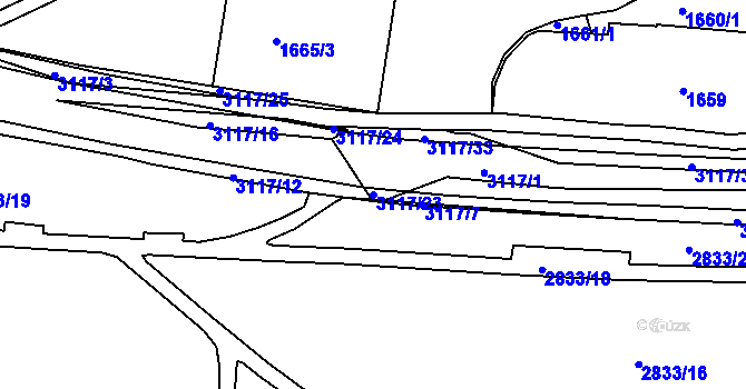 Parcela st. 3117/23 v KÚ Braník, Katastrální mapa
