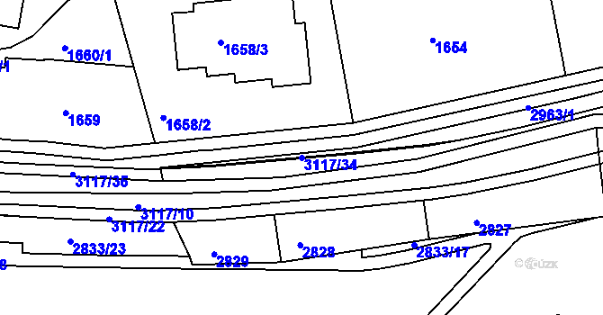 Parcela st. 3117/34 v KÚ Braník, Katastrální mapa