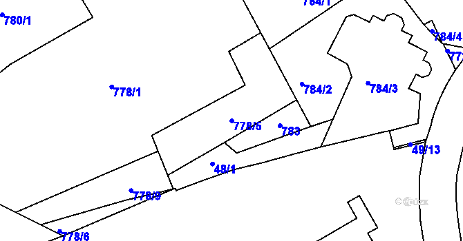 Parcela st. 778/5 v KÚ Braník, Katastrální mapa