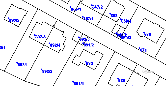 Parcela st. 891/2 v KÚ Braník, Katastrální mapa