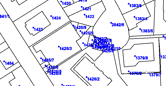 Parcela st. 1425/10 v KÚ Braník, Katastrální mapa