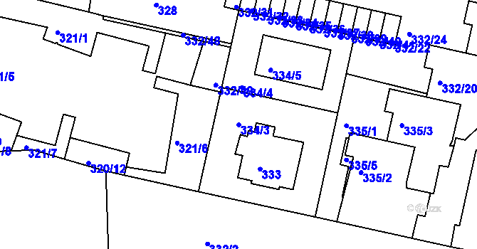 Parcela st. 334/3 v KÚ Braník, Katastrální mapa