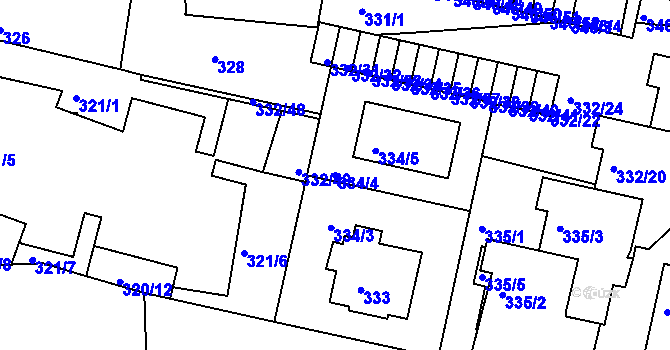 Parcela st. 334/4 v KÚ Braník, Katastrální mapa