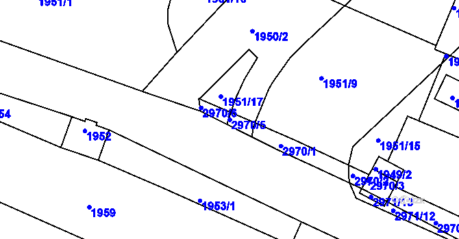 Parcela st. 2970/5 v KÚ Braník, Katastrální mapa