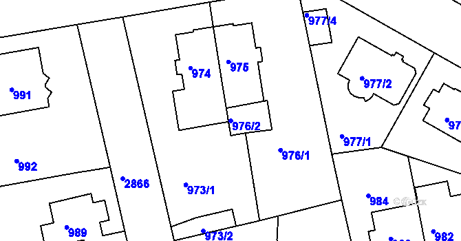 Parcela st. 976/2 v KÚ Braník, Katastrální mapa