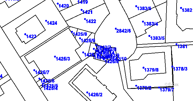 Parcela st. 1425/14 v KÚ Braník, Katastrální mapa