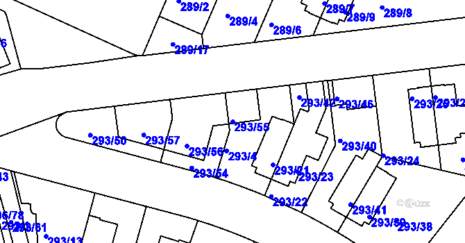 Parcela st. 293/55 v KÚ Braník, Katastrální mapa
