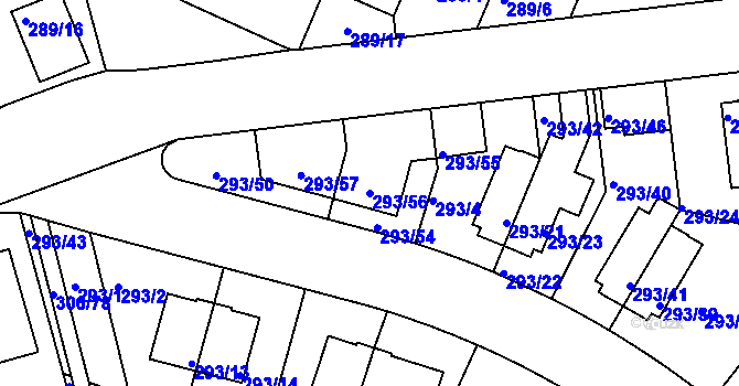 Parcela st. 293/56 v KÚ Braník, Katastrální mapa