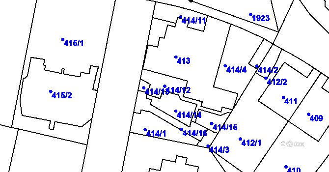 Parcela st. 414/12 v KÚ Braník, Katastrální mapa